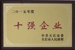 慶賀我公司榮獲天長(zhǎng)市“2015年度十強(qiáng)企業(yè)”